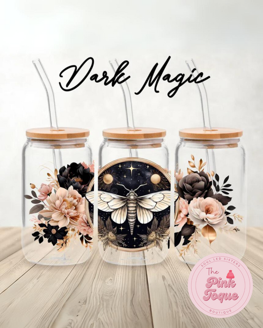 Dark Magic Glass Tumbler with Bamboo Lid & Glass Straw